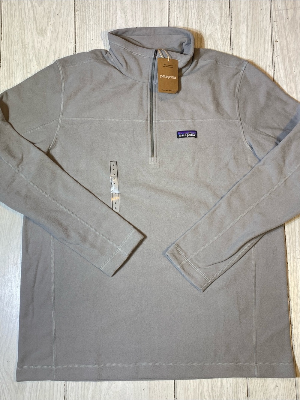 NWT Patagonia Mens Micro D 1/4 Zip Fleece Pullover Feather Grey Size Large L